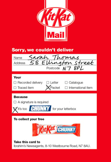 Kit Kat's direct mail campaign for the launch of Kit Kat Chunky