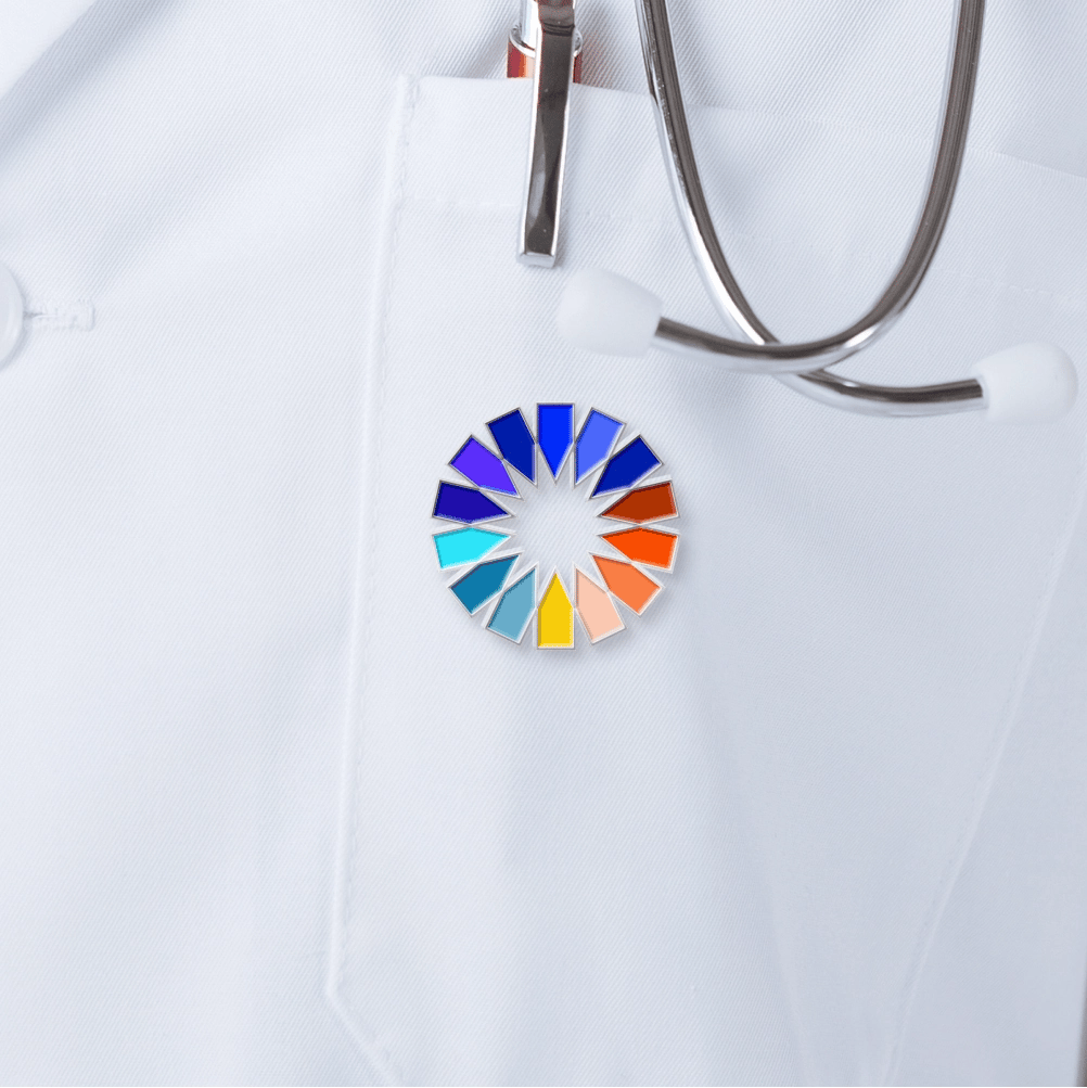 The 'AHP' logo shown as a badge on a lab coat.