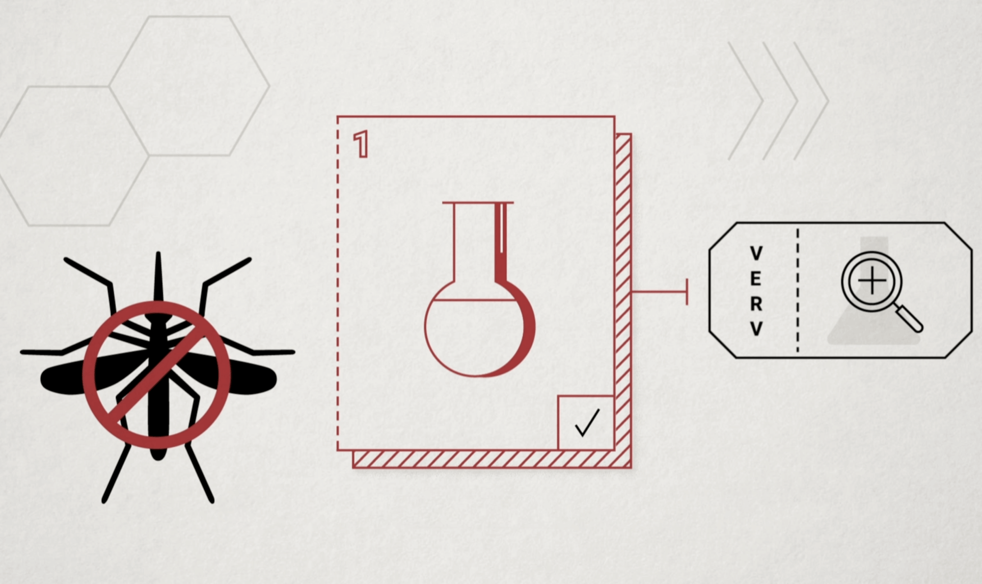 An illustration of a mosquito with a red line over it, with a test tube next to it with a tick.