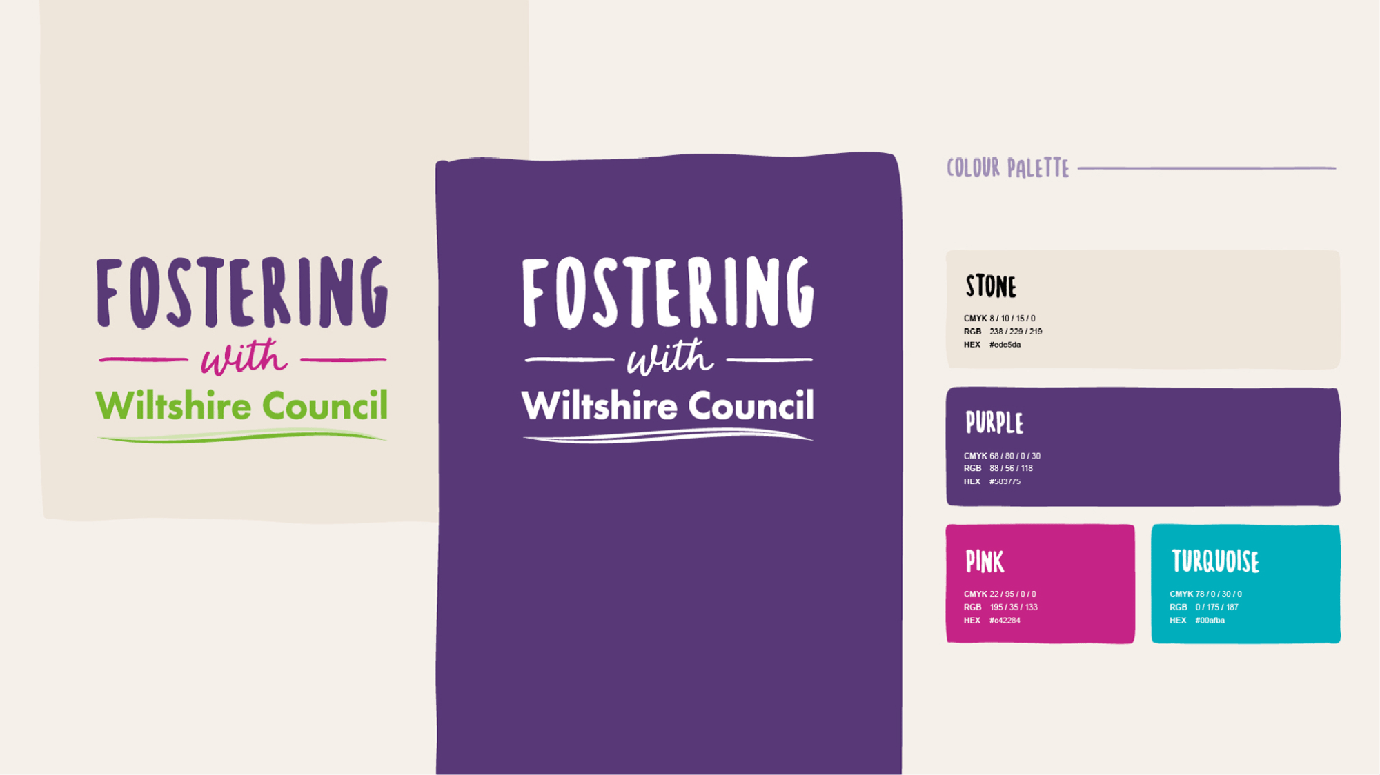 The 'fostering with wiltshire council' brand identity.